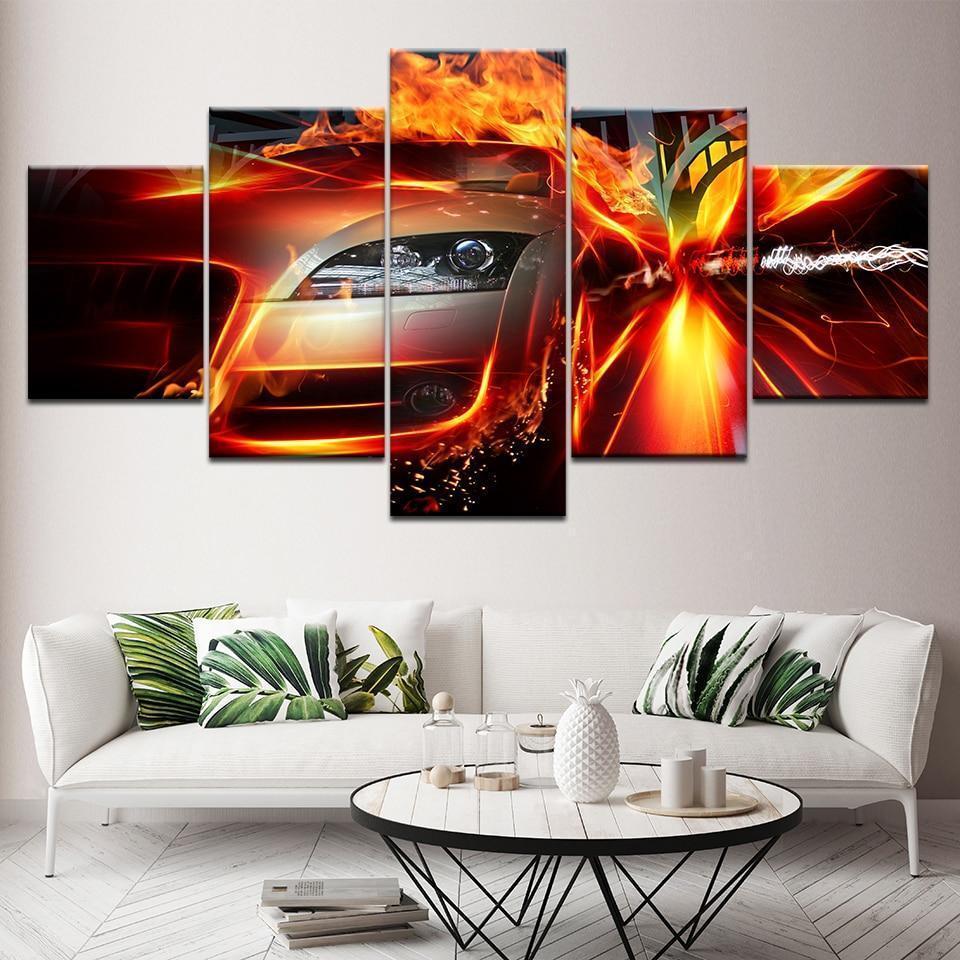 Flame Speed Car &amp;amp; Motor Canvas Wall Art