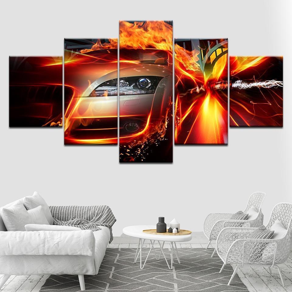 Flame Speed Car &amp;amp; Motor Canvas Wall Art