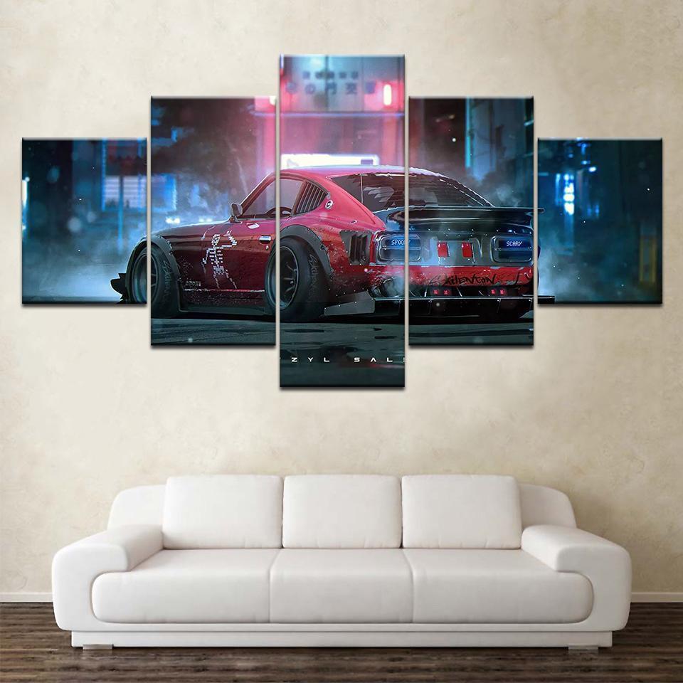Flashy Cool Red Sports Car &amp;amp; Motor Canvas Wall Art