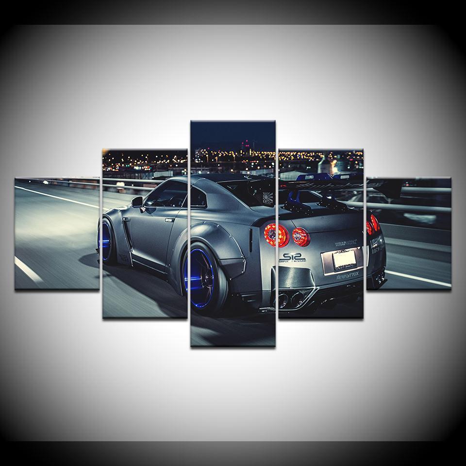 Flashy Nissan GTR Sports Car &amp;amp; Motor Canvas Wall Art