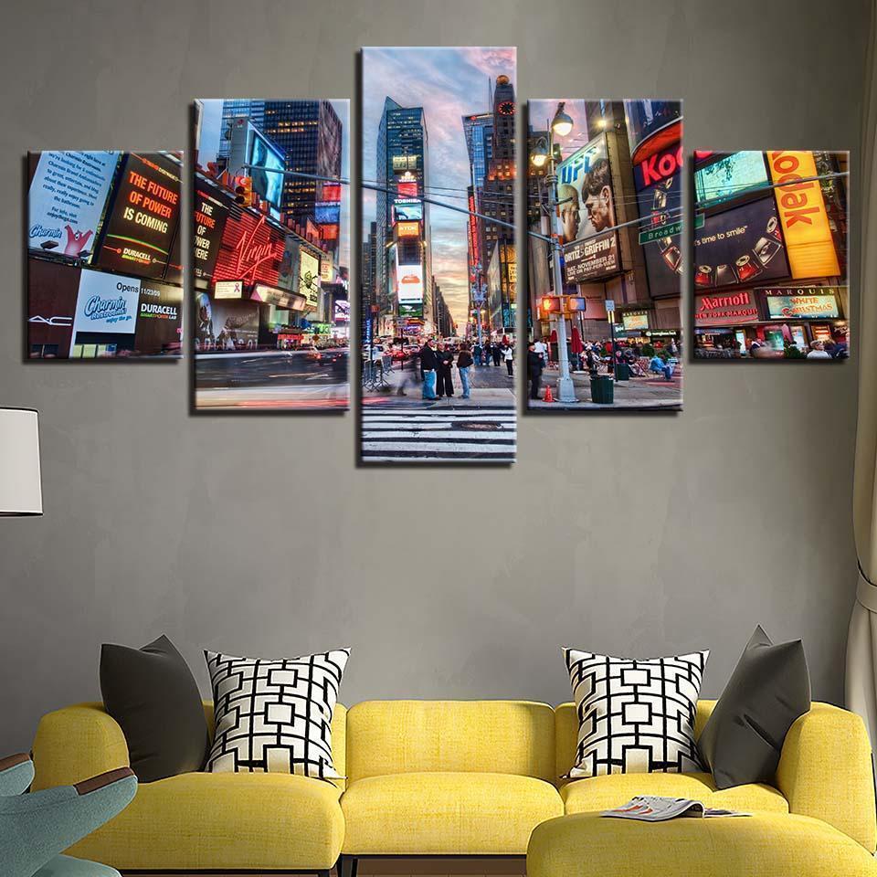 Flourishing Times Square New York City Streets Nature Canvas Wall Art