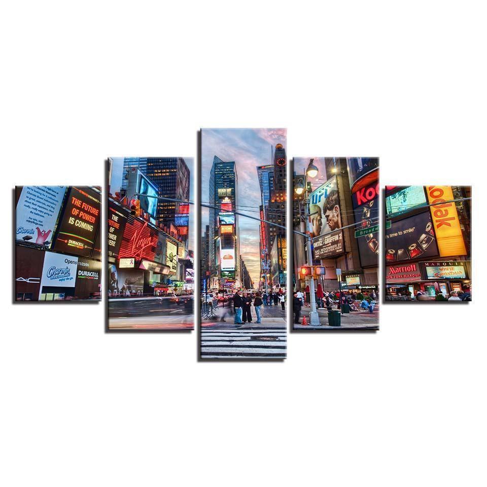Flourishing Times Square New York City Streets Nature Canvas Wall Art