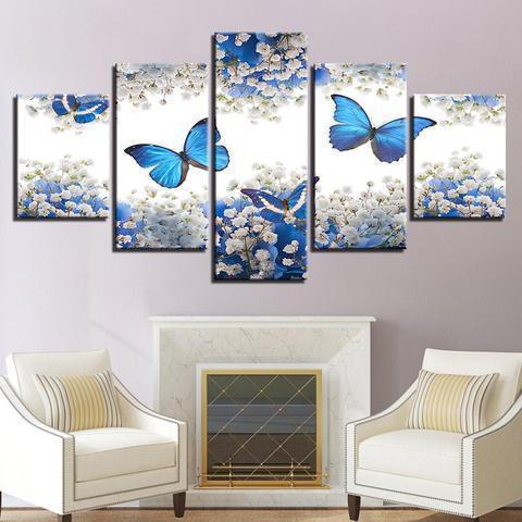 Flower &amp;amp; Butterfly Animal Canvas Wall Art