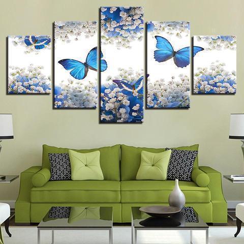 Flower &amp;amp; Butterfly Animal Canvas Wall Art