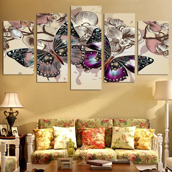 Flower Butterfly Butterflies Animal Canvas Wall Art