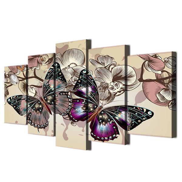 Flower Butterfly Butterflies Animal Canvas Wall Art