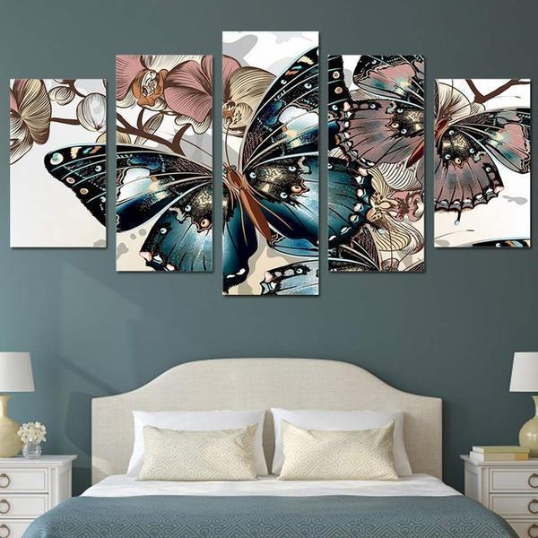 Flower Butterfly Butterflies Animal Canvas Wall Art