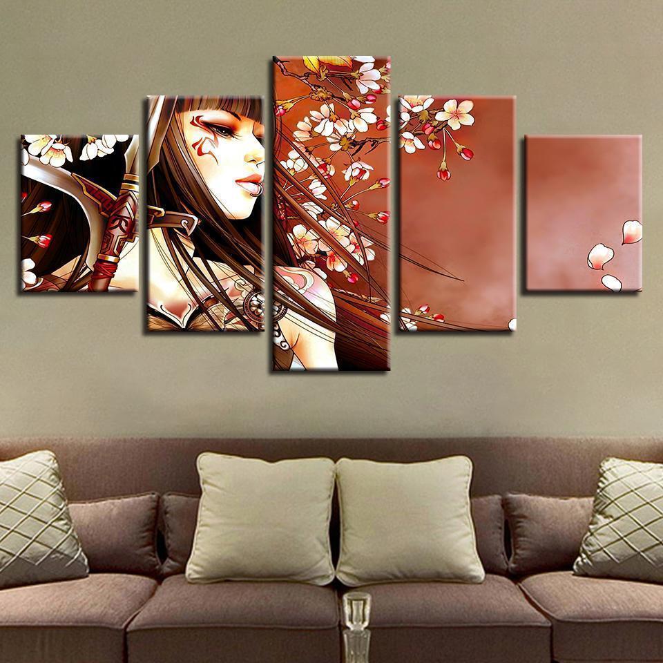 Flowers Girl Abstract Canvas Wall Art