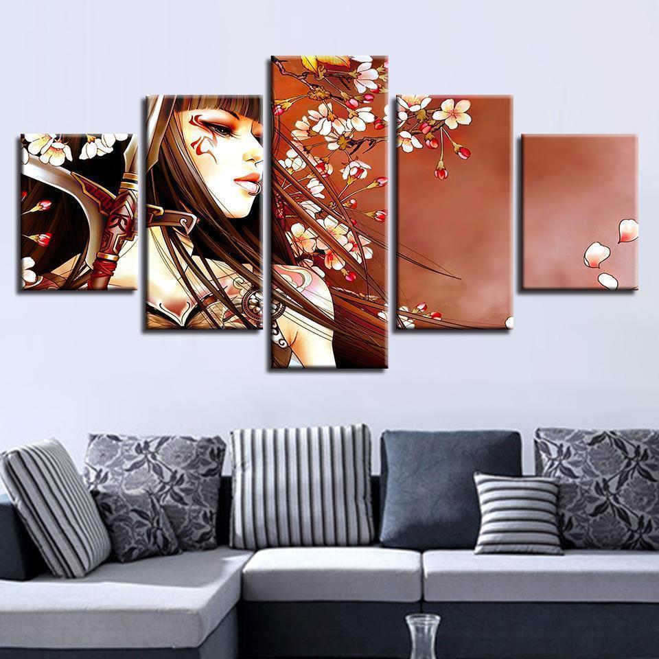 Flowers Girl Abstract Canvas Wall Art