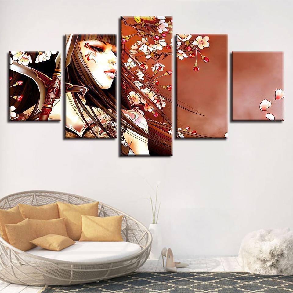 Flowers Girl Abstract Canvas Wall Art