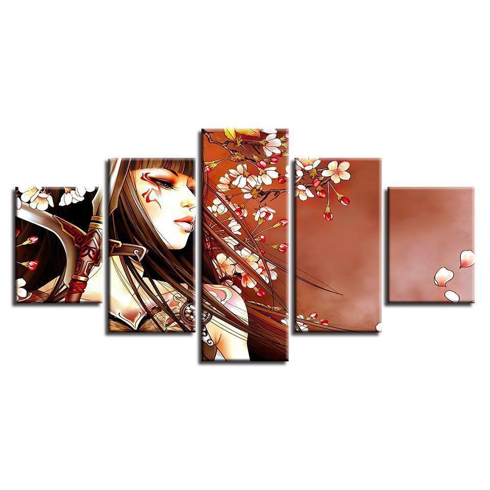 Flowers Girl Abstract Canvas Wall Art