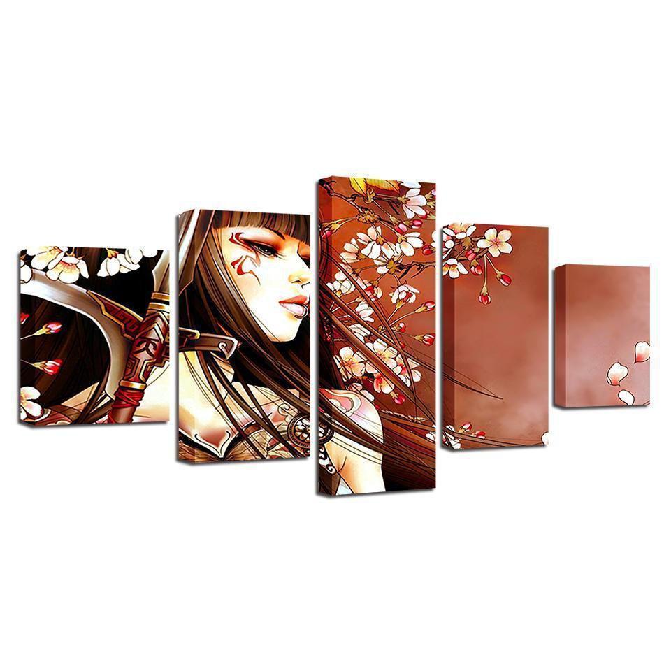 Flowers Girl Abstract Canvas Wall Art