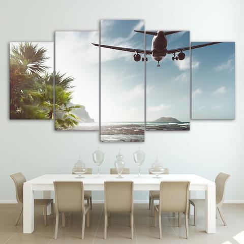 Fly Over Sea Airplane Canvas Wall Art