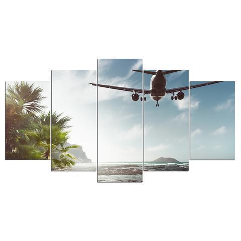 Fly Over Sea Airplane Canvas Wall Art