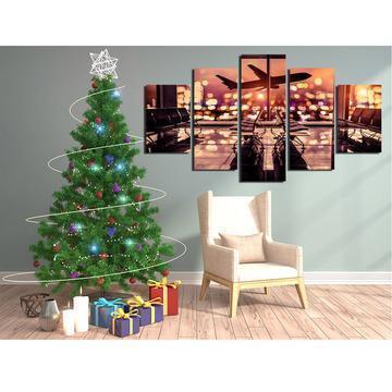 Flying Aircraft At Night Airplane Canvas Wall Art