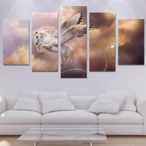 Flying Unicorn Abstract Animal Canvas Wall Art