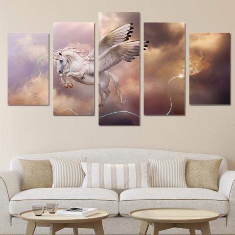 Flying Unicorn Abstract Animal Canvas Wall Art