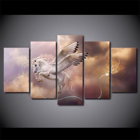 Flying Unicorn Abstract Animal Canvas Wall Art