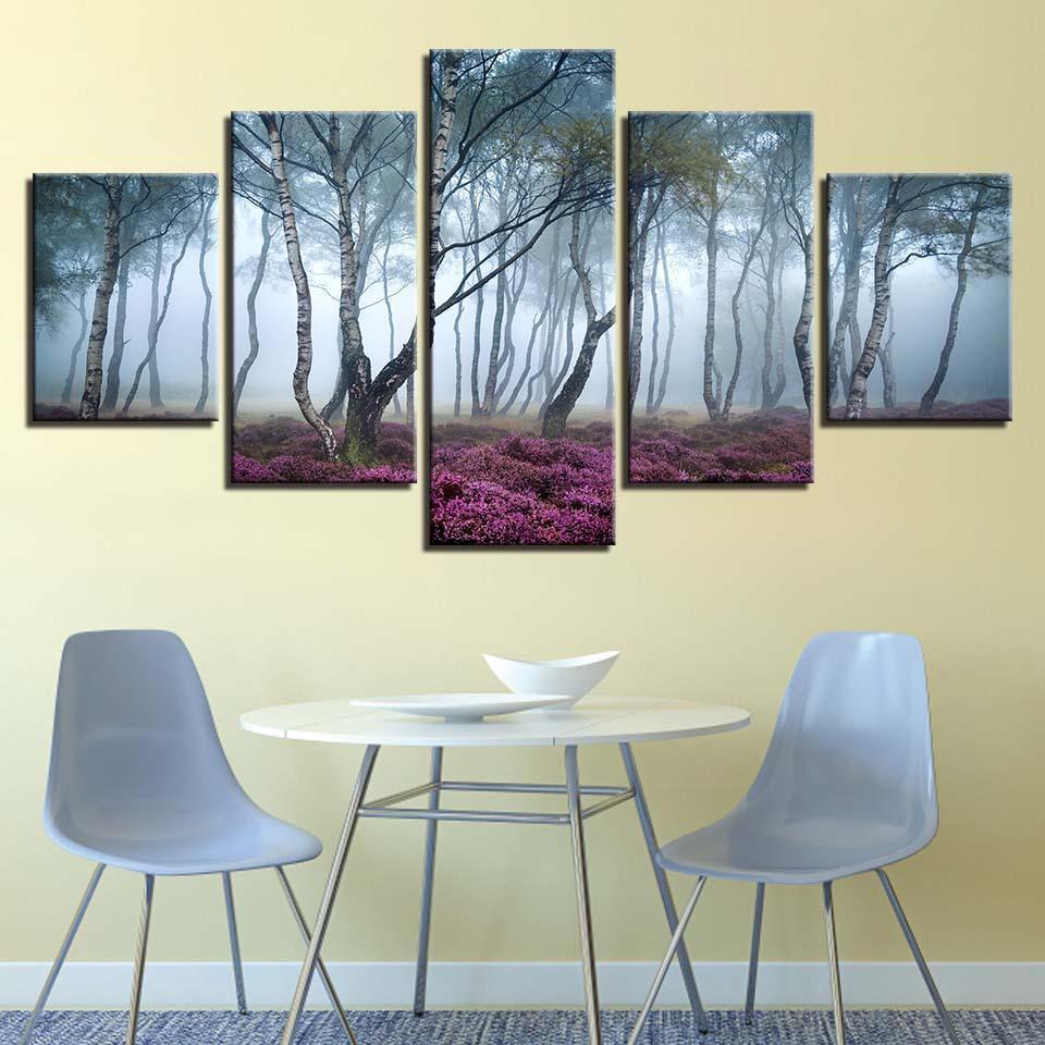 Foggy Forest Landscape Nature Canvas Wall Art