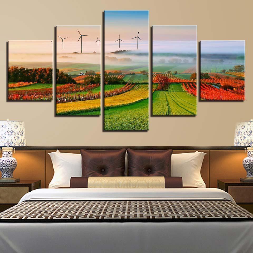 Foggy Morning Hill Bucolic Nature Landscapes Nature Canvas Wall Art