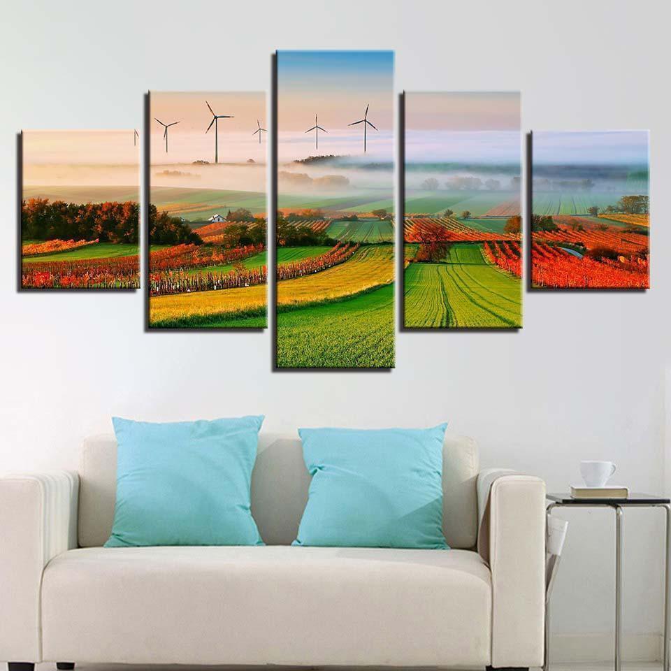 Foggy Morning Hill Bucolic Nature Landscapes Nature Canvas Wall Art