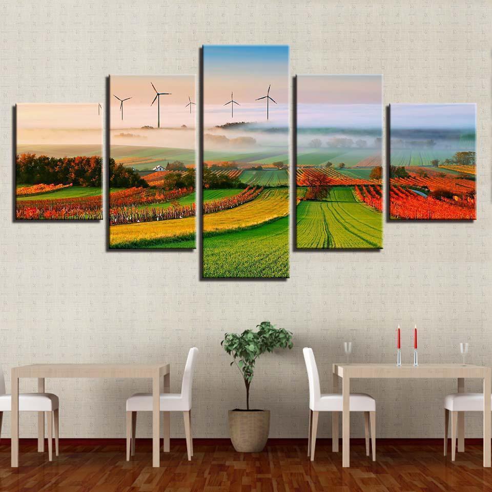 Foggy Morning Hill Bucolic Nature Landscapes Nature Canvas Wall Art