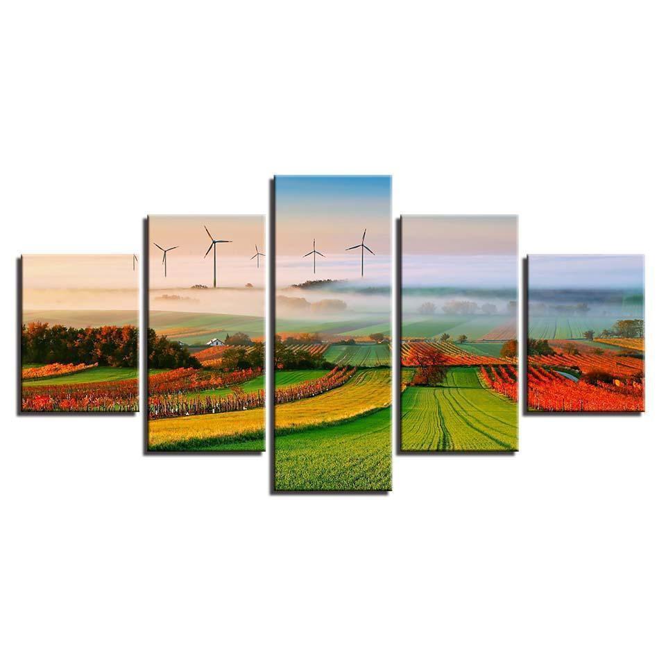 Foggy Morning Hill Bucolic Nature Landscapes Nature Canvas Wall Art
