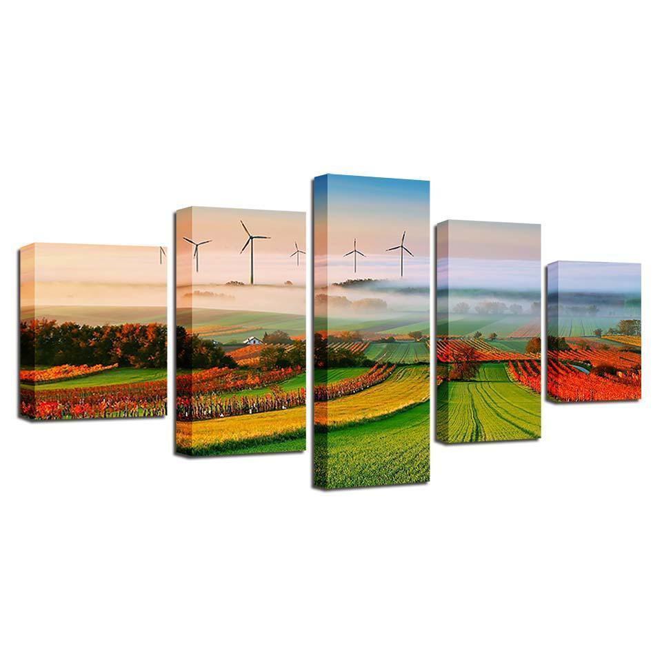 Foggy Morning Hill Bucolic Nature Landscapes Nature Canvas Wall Art