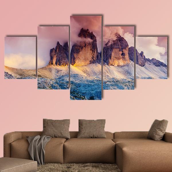 Foggy View Of Dolomites In South Tyrol Nature Canvas Wall Art