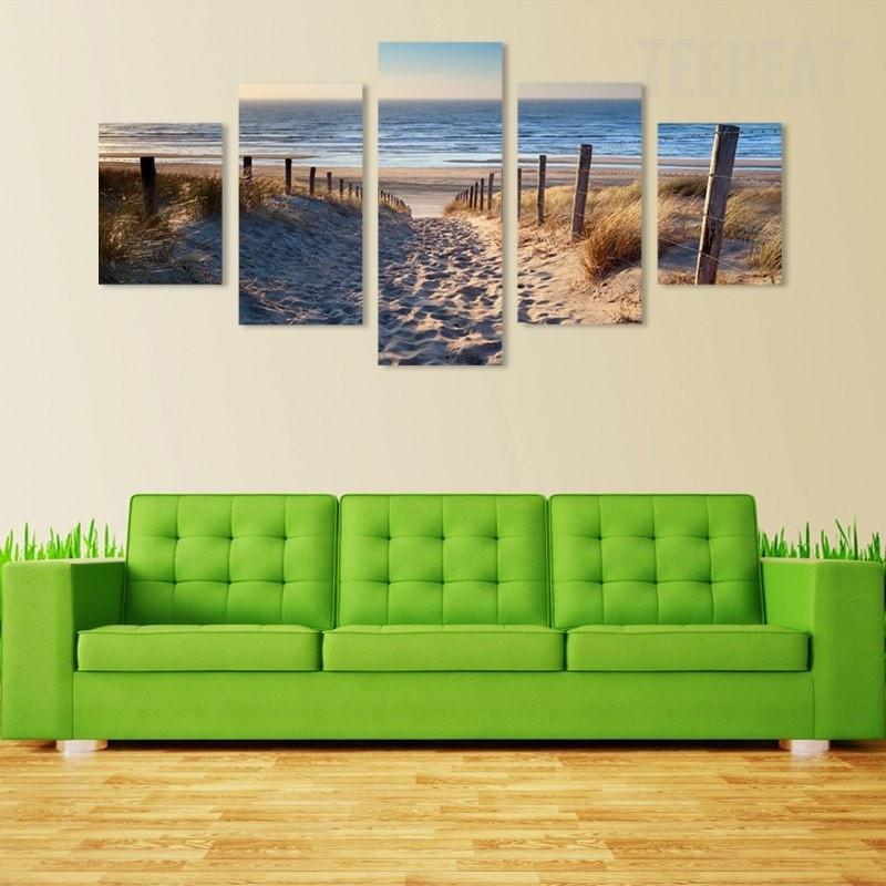 Footprints In The Sand Seaview Scenery Nature Canvas Wall Art