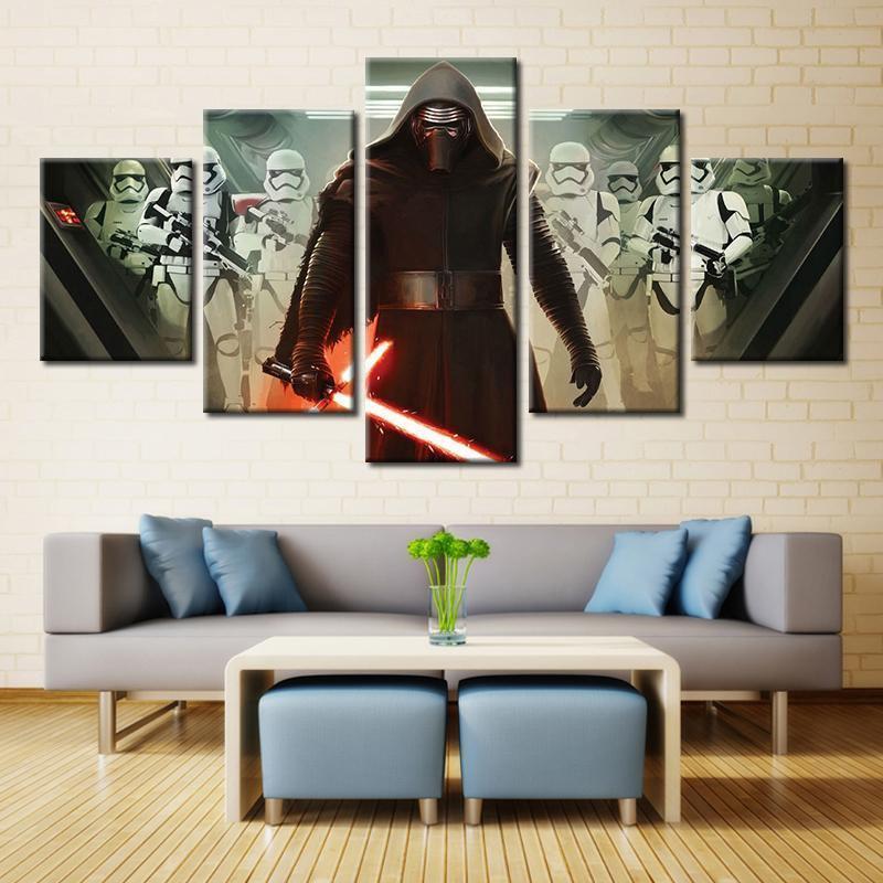 Force Awakens Rey Vs Lightsaber Star Wars Movie Canvas Wall Art