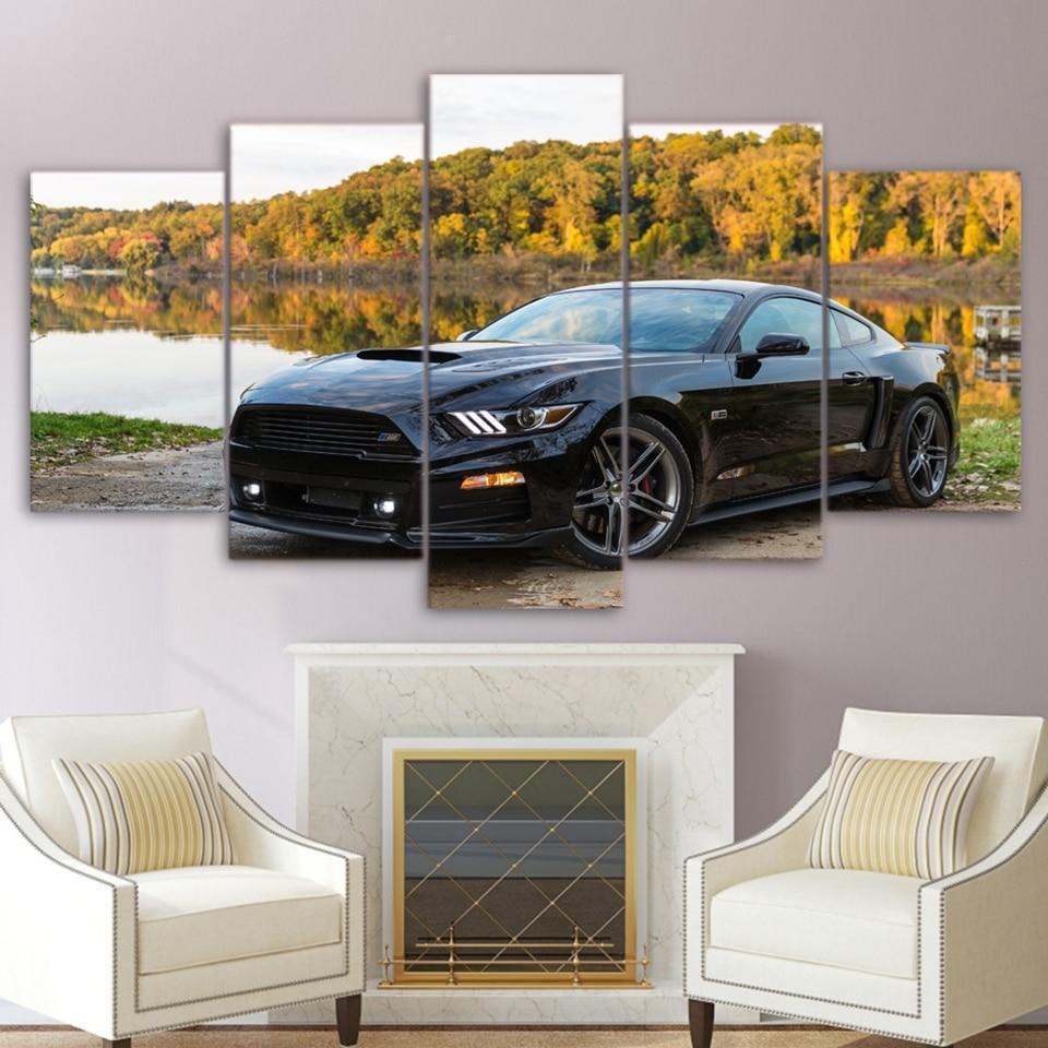 Ford Mustang Black Sport Car &amp;amp; Motor Canvas Wall Art