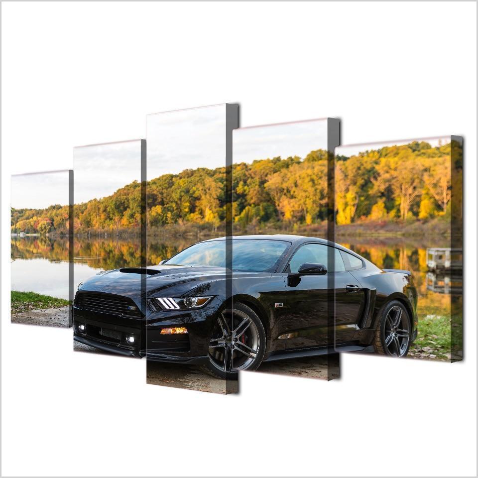 Ford Mustang Black Sport Car &amp;amp; Motor Canvas Wall Art