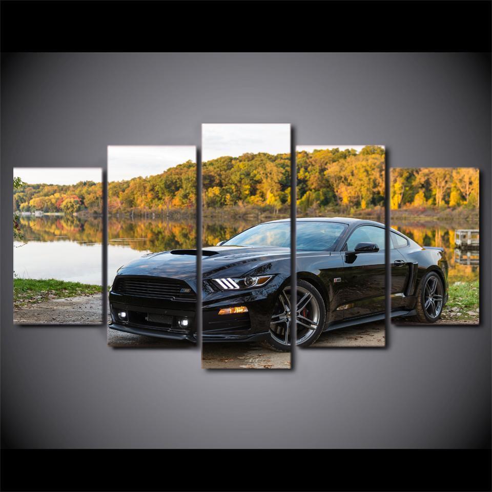 Ford Mustang Black Sport Car &amp;amp; Motor Canvas Wall Art