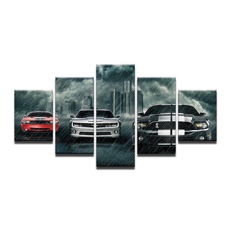 Ford Mustang In The Rain Car &amp;amp; Motor Canvas Wall Art