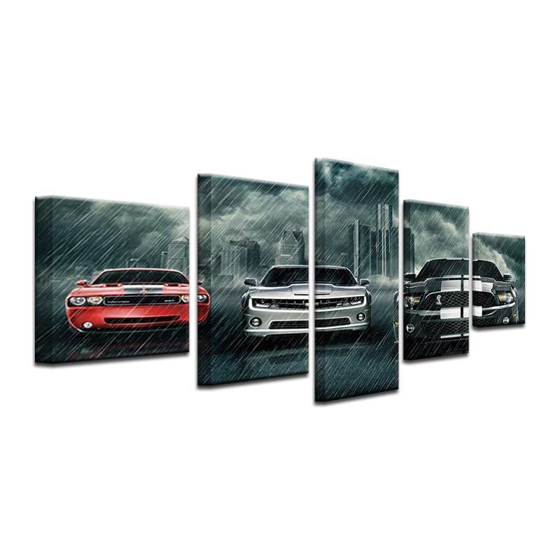 Ford Mustang In The Rain Car &amp;amp; Motor Canvas Wall Art