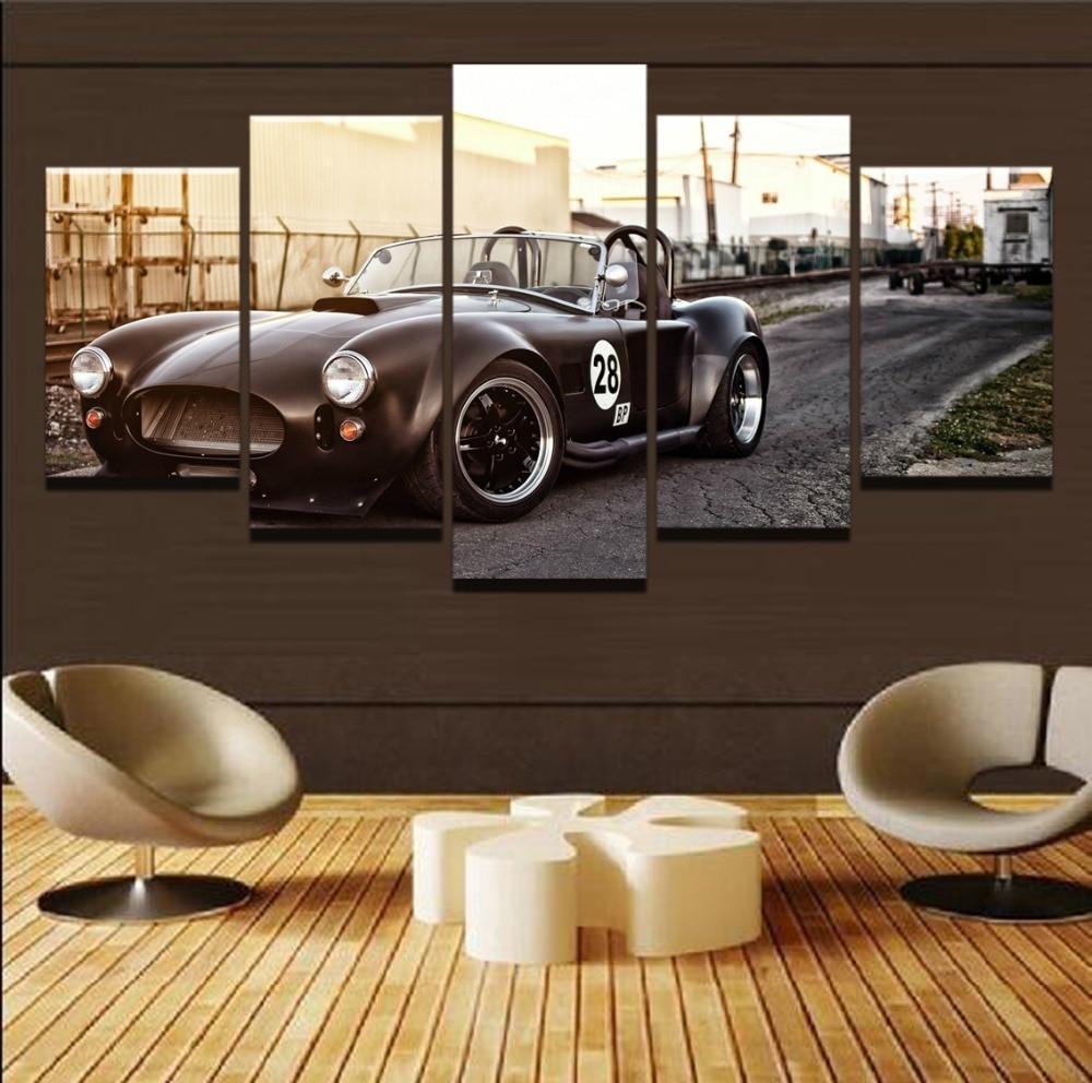 Ford Mustang Retro Black Sport Car &amp;amp; Motor Canvas Wall Art