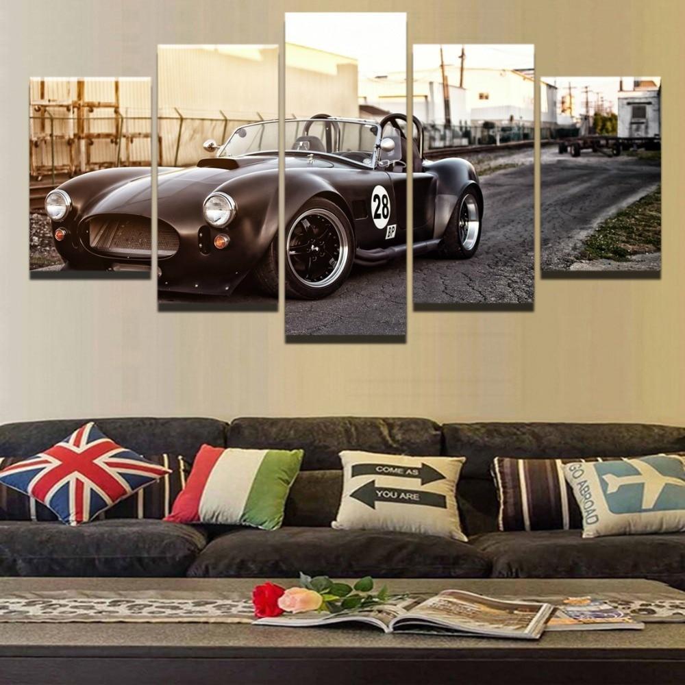 Ford Mustang Retro Black Sport Car &amp;amp; Motor Canvas Wall Art