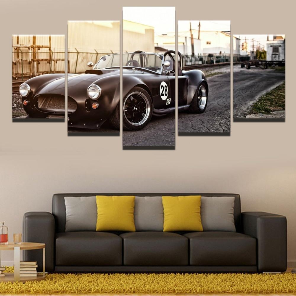 Ford Mustang Retro Black Sport Car &amp;amp; Motor Canvas Wall Art