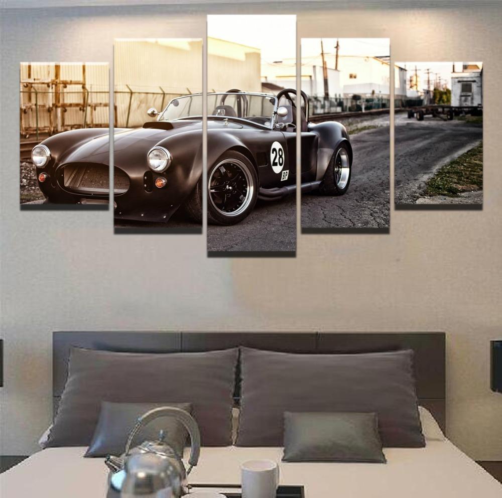 Ford Mustang Retro Black Sport Car &amp;amp; Motor Canvas Wall Art