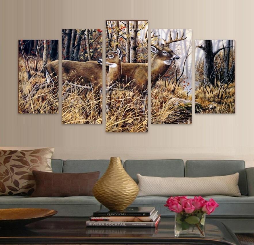 Forest Animal Deer Landscape Animal Canvas Wall Art