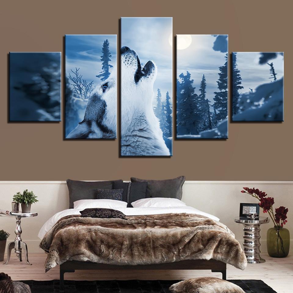 Forest Animal Snow Wolf Animal Canvas Wall Art