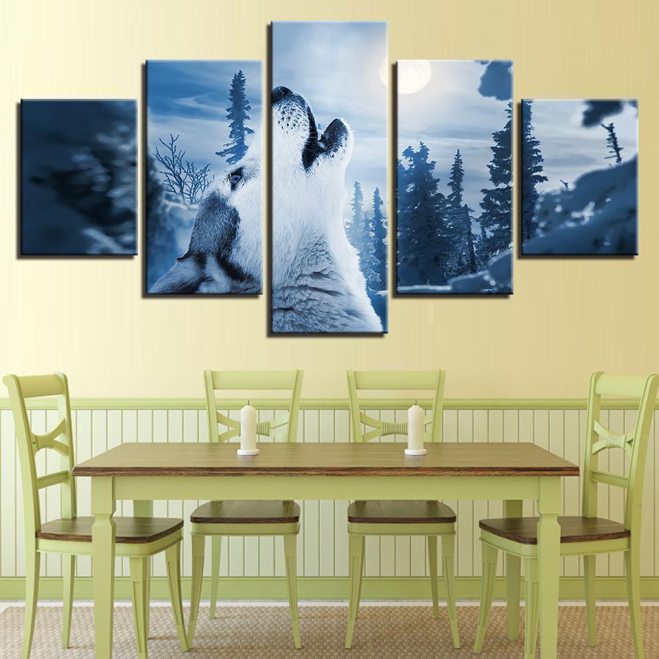 Forest Animal Snow Wolf Animal Canvas Wall Art