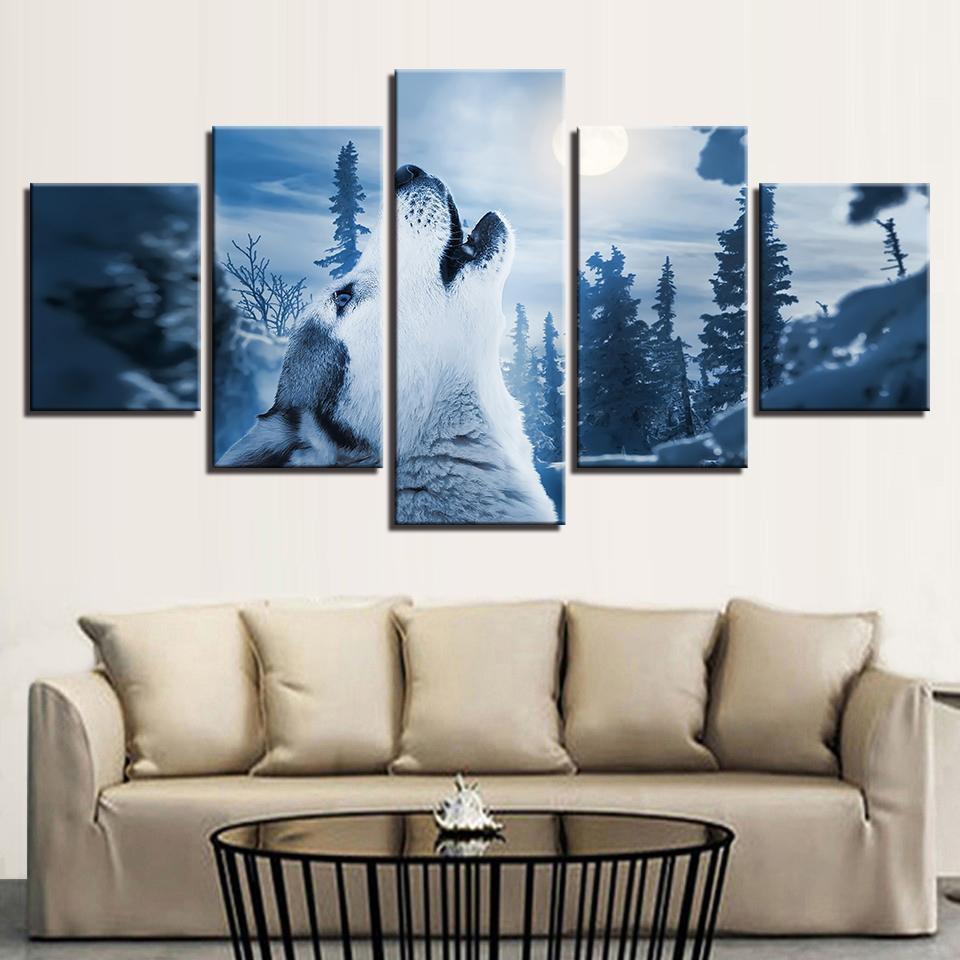 Forest Animal Snow Wolf Animal Canvas Wall Art