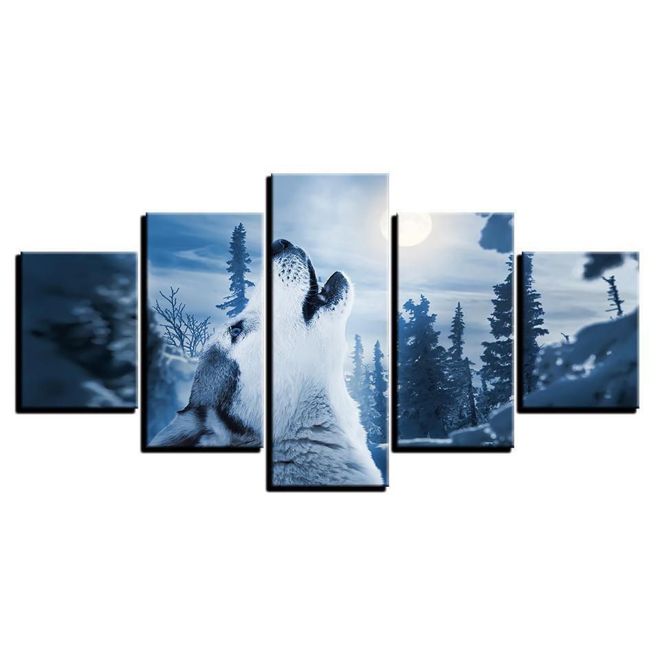 Forest Animal Snow Wolf Animal Canvas Wall Art