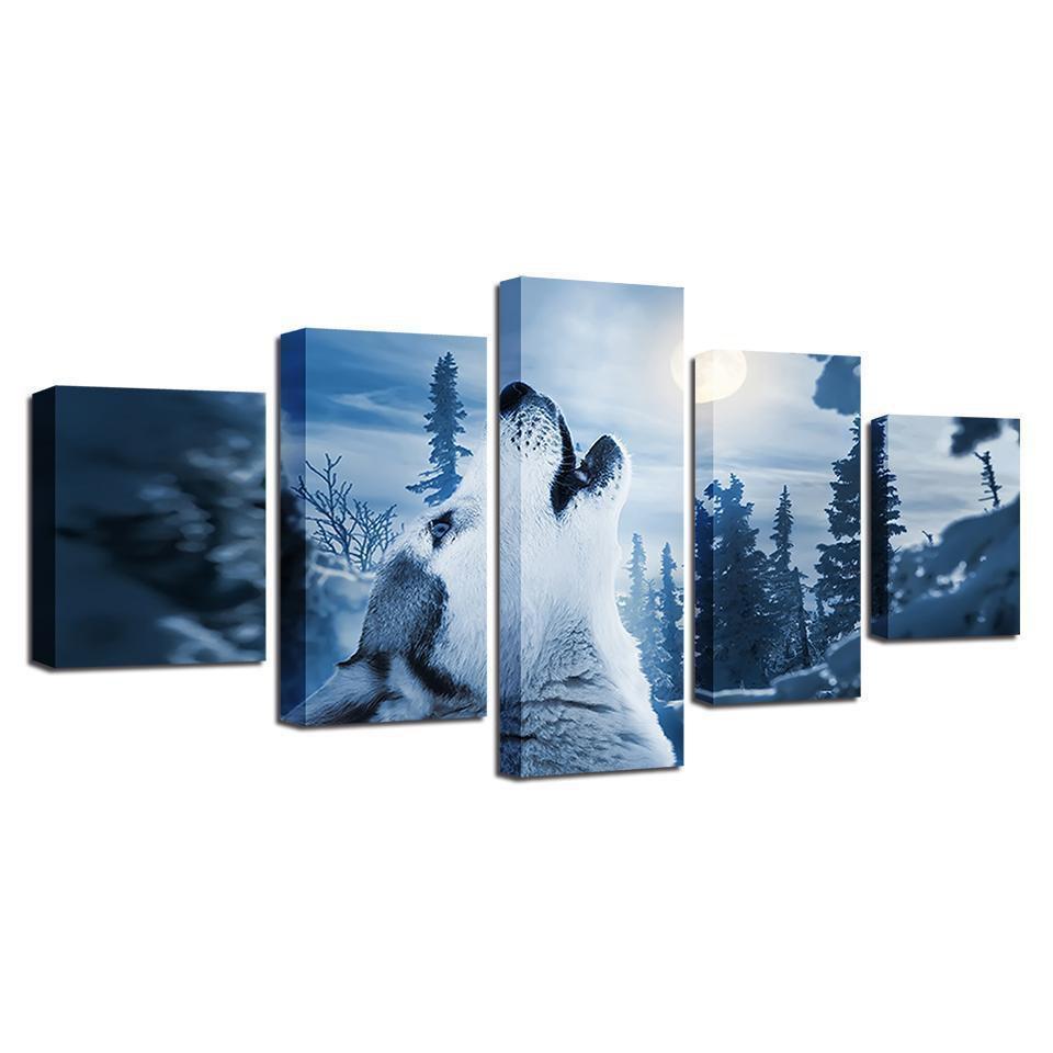 Forest Animal Snow Wolf Animal Canvas Wall Art