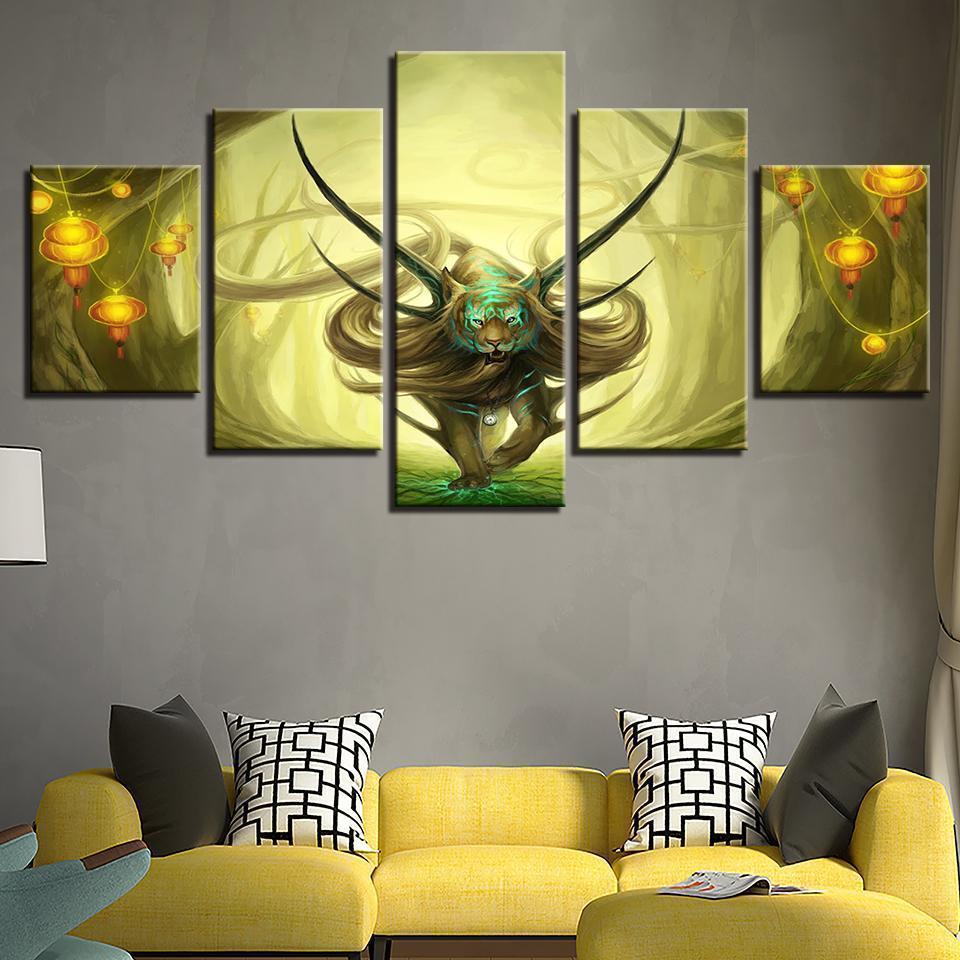 Forest Animal Tiger Angle Abstract Abstract Animal Canvas Wall Art