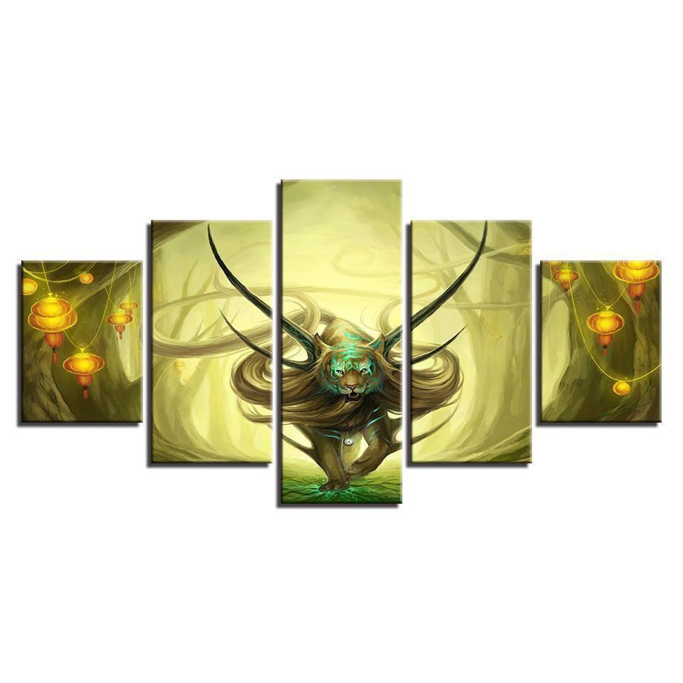 Forest Animal Tiger Angle Abstract Abstract Animal Canvas Wall Art