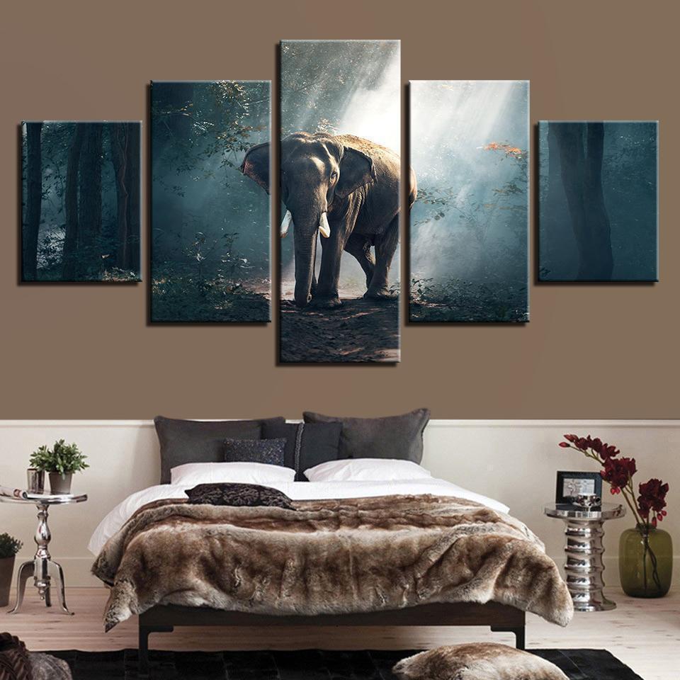 Forest Elephant Wildlife Vintage Animal Canvas Wall Art