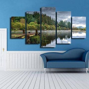 Forest Fishing Dock Nature Canvas Wall Art